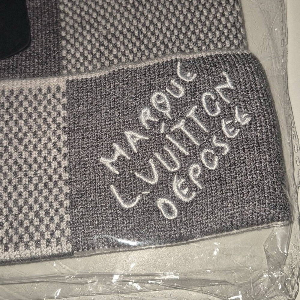 Louis Vuitton Gray and White Knit Beanie